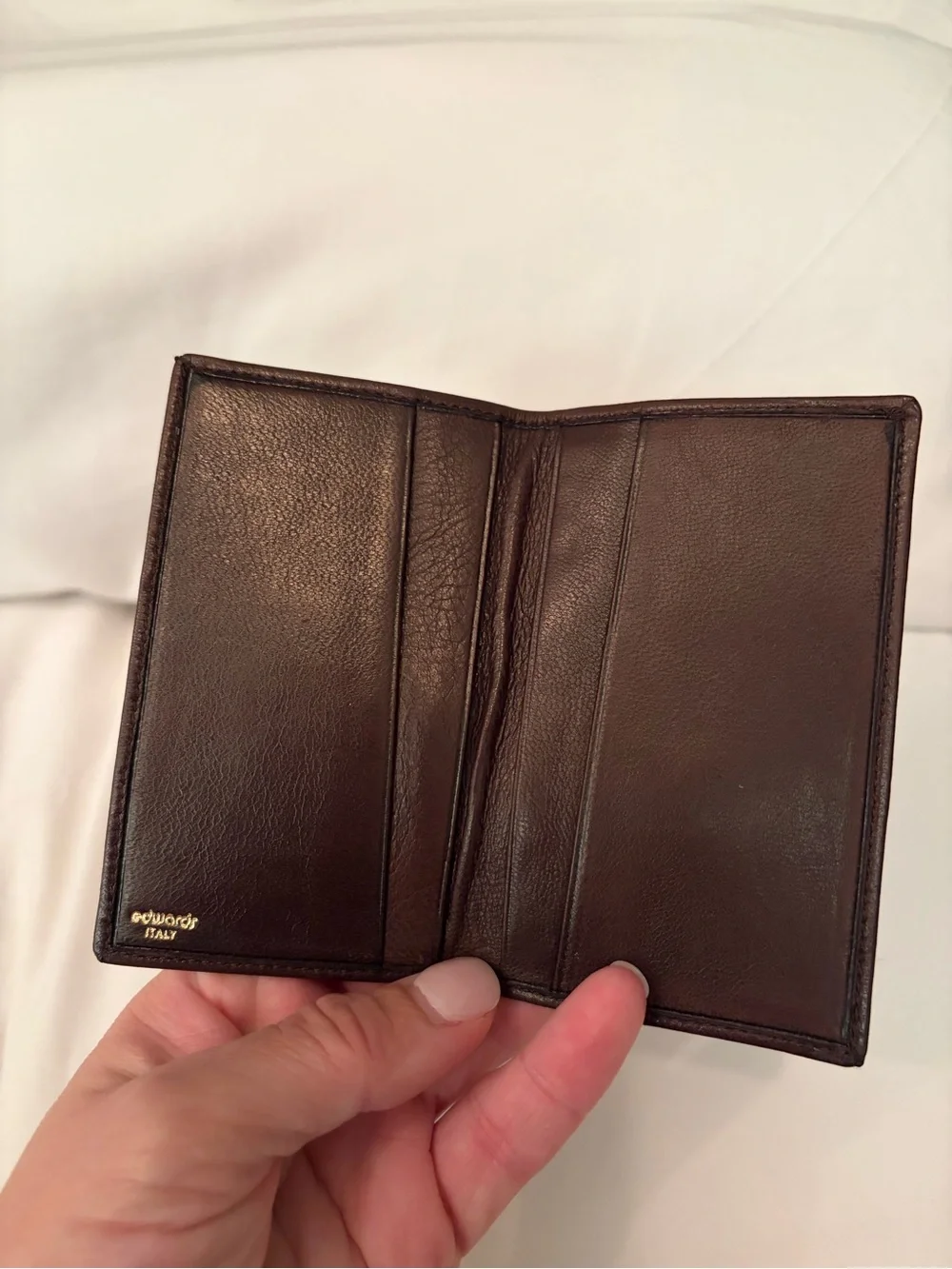 Vintage Brown Leather Edwards Italy Bi-Fold Card Wallet